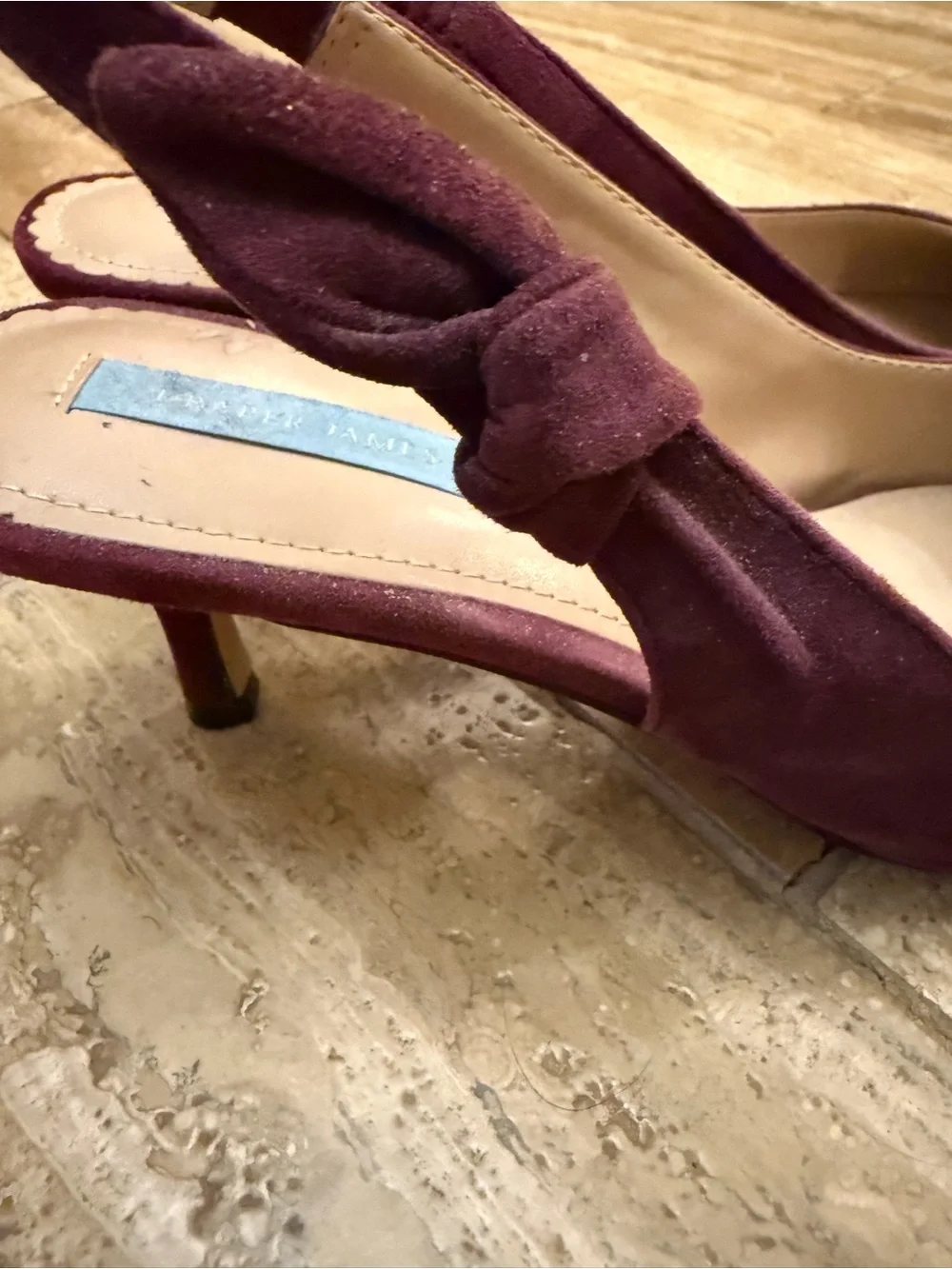 Draper James Burgundy Plum Women's Suede Slingback Pointed-Toe Low Heel sz 9